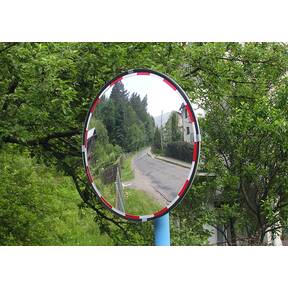 Зеркало со световозвращающей окантовкой обзорное круглое для выезда и въезда купить по недорогой цене от производителя в Москве