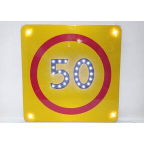 Знак 3.24 дорожный ограничения максимальной скорости 50 на желтом щите временный запрещающий круглый для дороги купить по недорогой цене от производителя в Москве