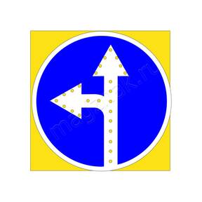 Светодиодный дорожный знак 4.1.5 движение прямо и налево синий предписывающий круглый купить по недорогой цене от производителя в Москве