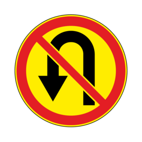 Знак 3.19 разворот запрещен дорожный на желтом фоне