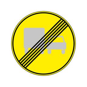 Знак 3.23 конец запрещения обгона грузовым автомобилям на желтом фоне